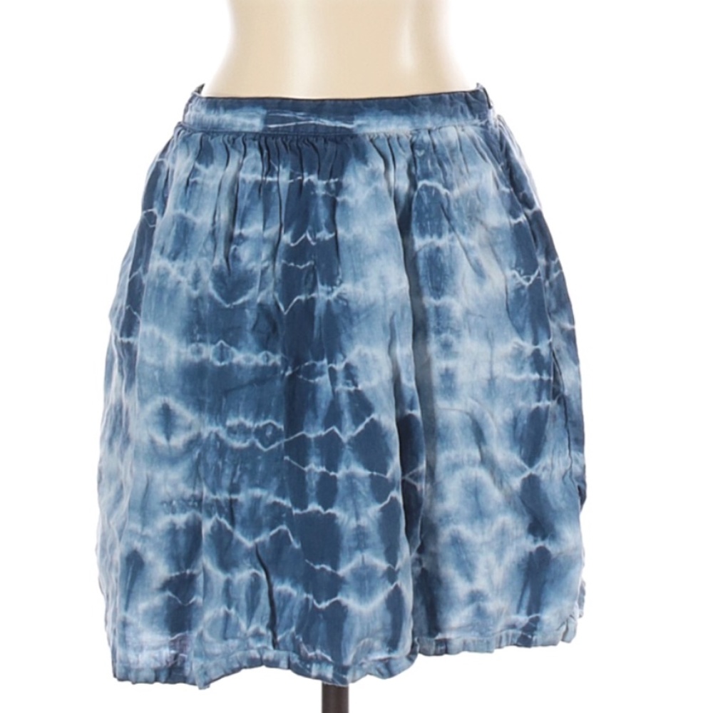 Madewell blue tie dye linen skirt size 0